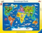Bild von Ravensburger Kinderpuzzle - 06641 Weltkarte mit Tieren - Rahmenpuzzle für Kinder ab 4 Jahren, mit 30 Teilen